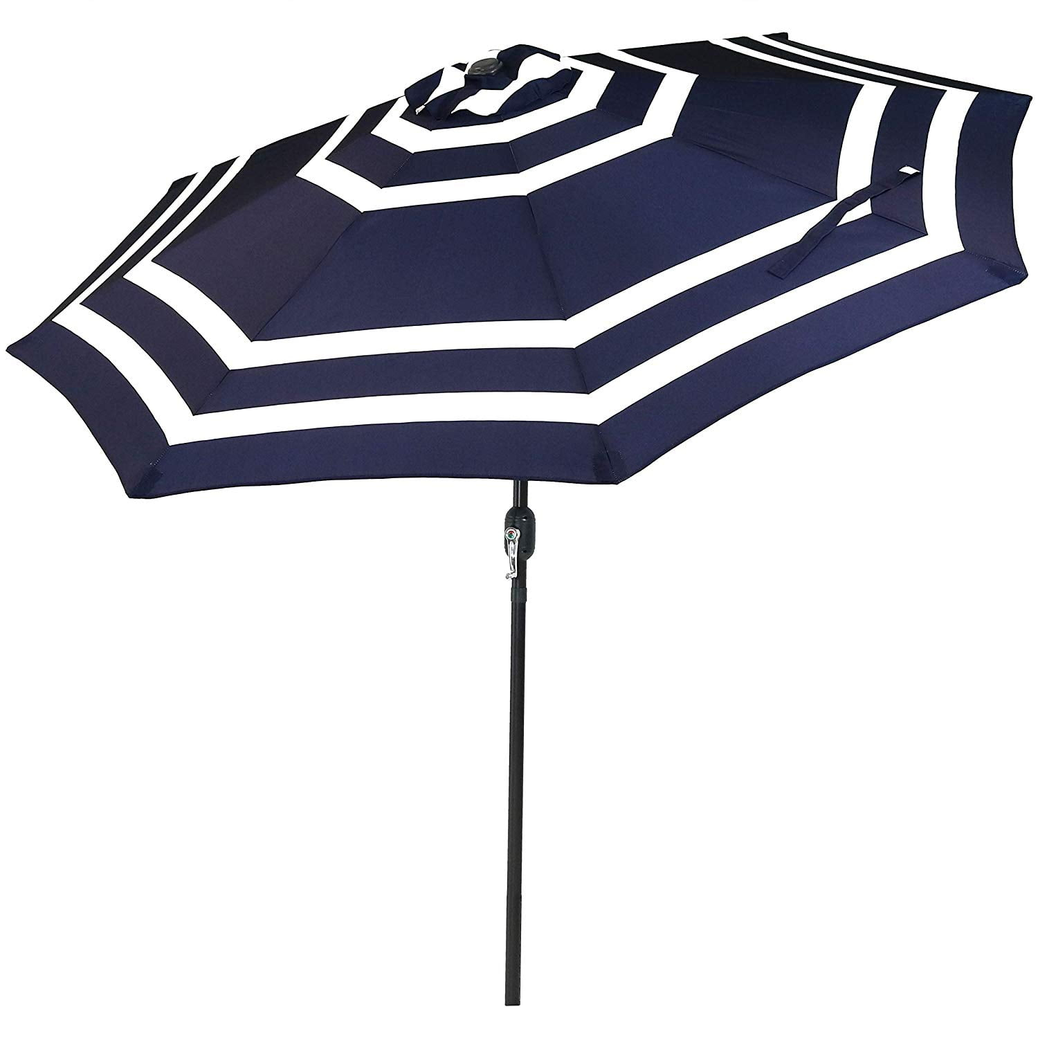 9 Foot Outdoor Patio Umbrella With Push Button Tilt & Crank, Aluminum ... with regard to Striped 9 Foot Tilting Patio Umbrella