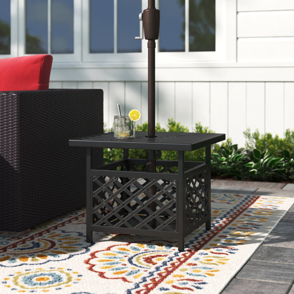 Sol 72 Outdoorâ„¢ Stansfield Outdoor Umbrella Side Table With 1.58 ... with regard to Koa Round All Weather And Acacia Outdoor Umbrella Side Table