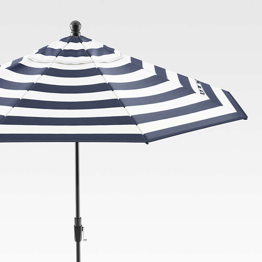 9' Sunbrella Navy Striped Patio Umbrella + Reviews | Crate And Barrel ... inside Extending the Life of Your Striped 9 Foot Umbrella Canopy