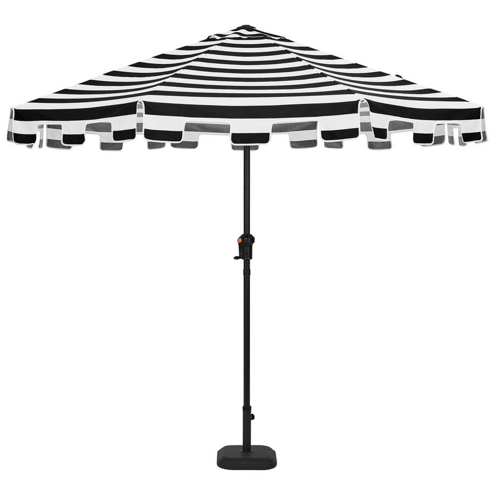 Hampton Bay 9 Ft. Aluminum Market Crank And Auto Tilt Patio Umbrella In ... regarding Striped 9 Foot Replacement Umbrella Canopy