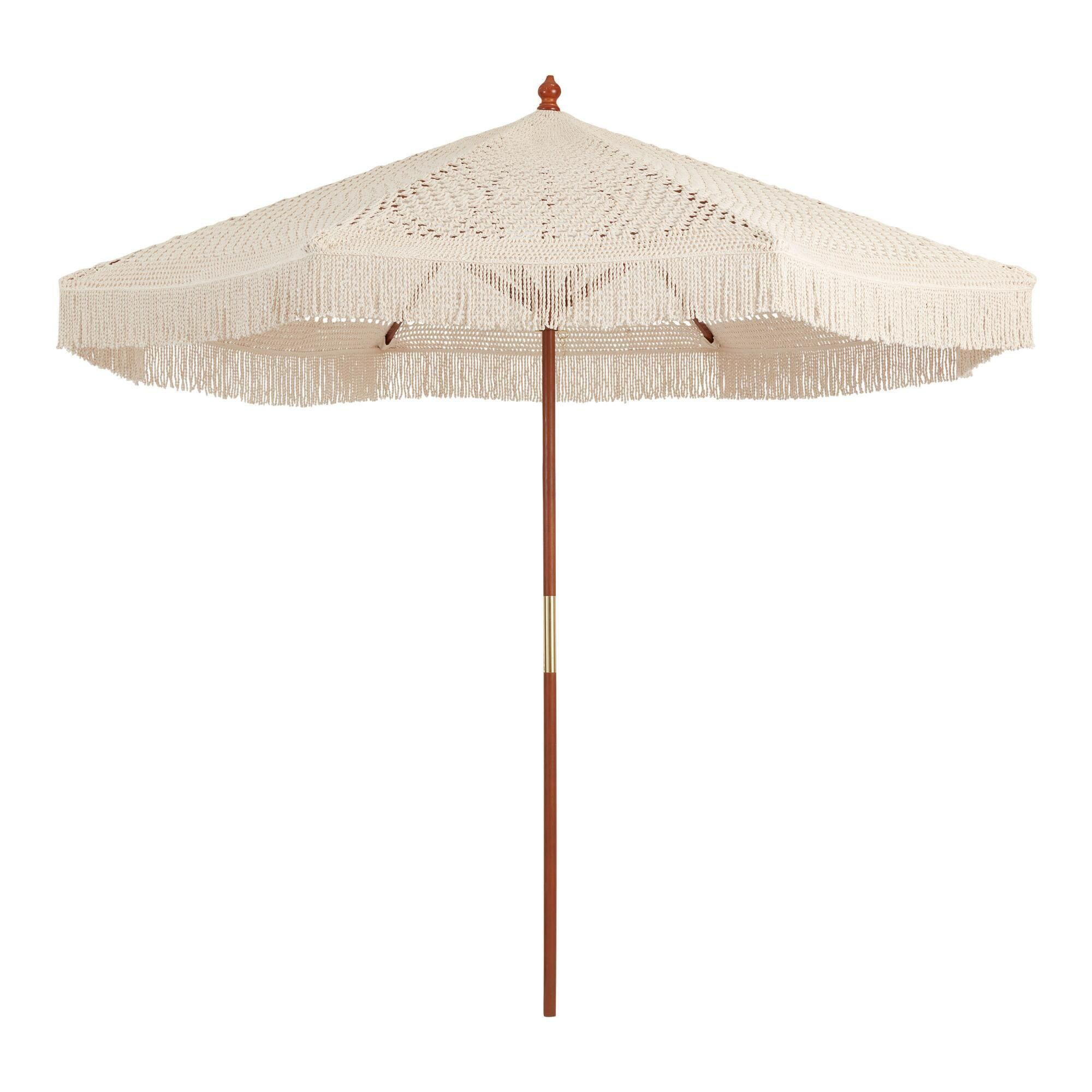 Natural Macrame 9 Ft Replacement Umbrella Canopy With Fringe By World ... throughout Exploring the Design and Functionality of 9-Foot Replacement Canopies