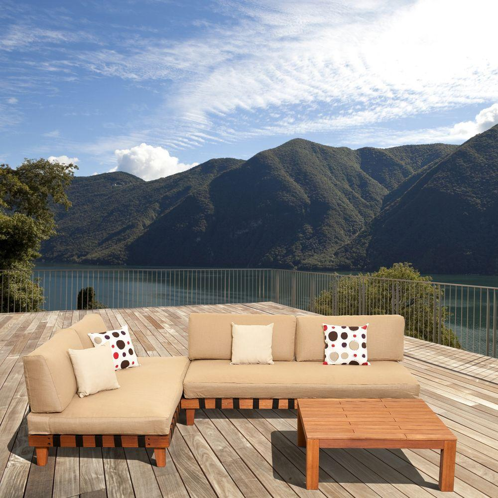Amazonia Langkawi Eucalyptus 3-Piece Patio Seating Set With Beige ... pertaining to
