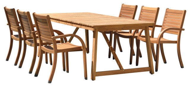Lifestyle Garden Amazonia 7-Piece Certified Teak Outdoor Patio Dining ... inside Choosing Sustainable Luxury for Your Patio Lifestyle Garden Amazonia