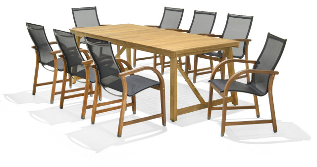 Lifestyle Garden Amazonia 9-Piece Certified Teak Outdoor Patio Dining ... in