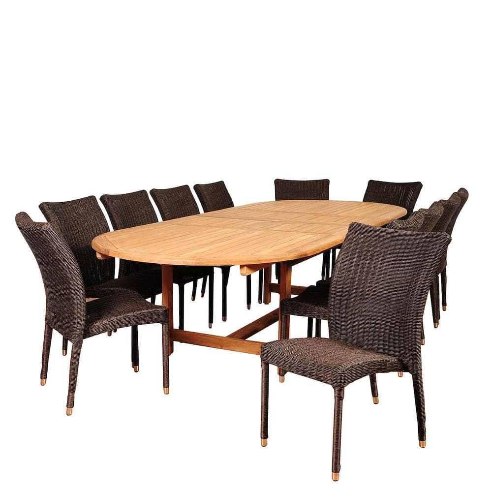 Amazonia Osborne 13-Piece Teak/Wicker Double Extendable Oval Patio Dining Set Sc Diandlx_12Bari ... in Unpacking the Amazonia Highland Park 13-Piece Teak Dining Set for Your Home