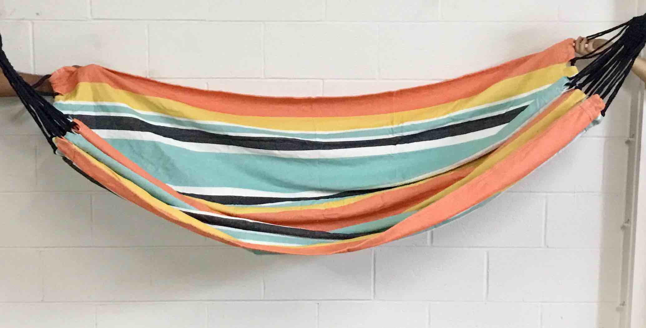 Double Brazilian Hammock 2 Person Canvas Cotton Fabric Hammock intended for Understanding the Art of Striped Woven Cotton Double Brazilian Hammock Construction