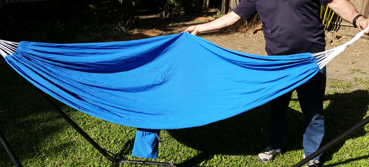 Medium Light Blue Parachute Hammock - Heavenly Hammocks in The Craftsmanship Behind Navy Blue and Yellow Hammaka Parachute Silk Hammocks