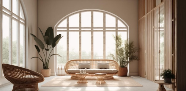 Premium Ai Image | Interior Design Of Aesthetic Living Room Interior ... for Natural Wood Arc Stand