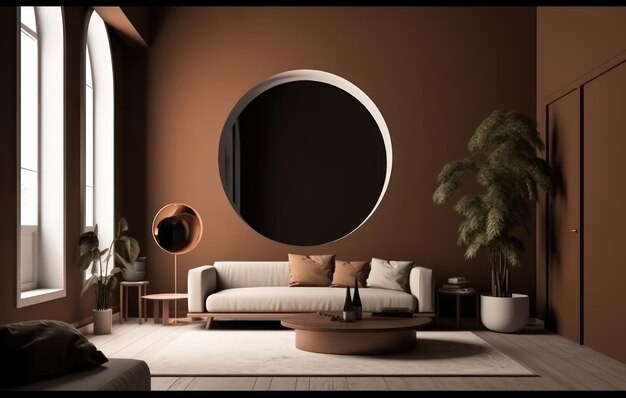 Premium Ai Image | Interior Design Of Aesthetic Living Room Interior ... in How Natural Wood Arc Stands Enhance Interior Design Aesthetics
