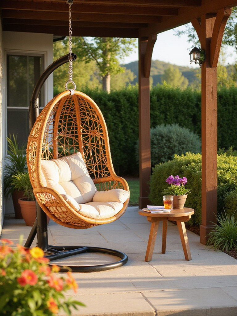24 Stunning Patio Decor Ideas To Transform Your Outdoor Space - Nancys Home for How Orange Whisk Patio Swing Chairs Enhance Backyard Living
