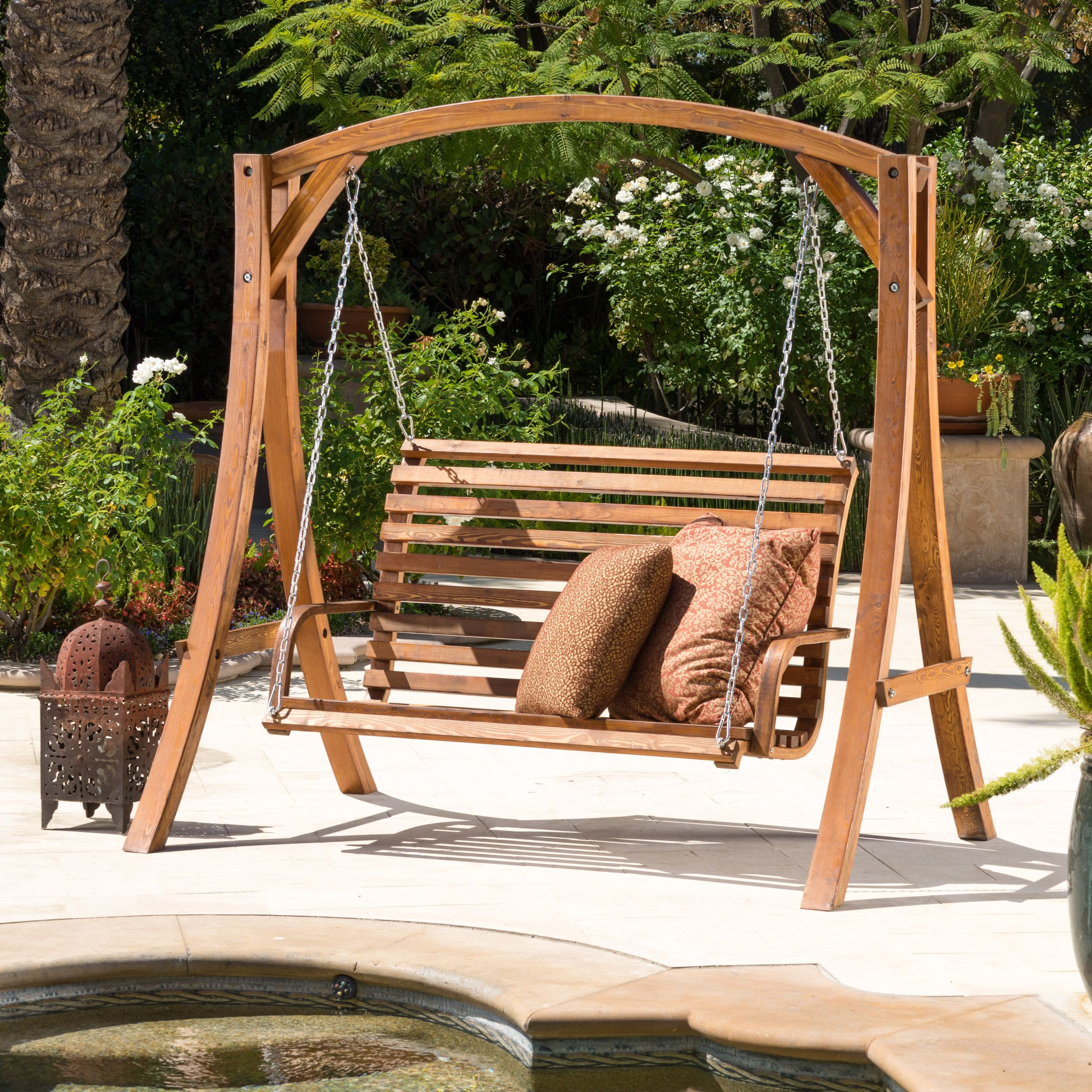 30 Inspirations Hardwood Hanging Porch Swings With Stand with regard to Petes Outdoor Acacia Wood Hanging Porch Swing, Teak