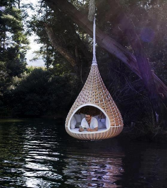 33 Awesome Outdoor Hanging Chairs | Digsdigs within Leisuremod Wicker Hanging 2 Person Egg Swing Chair In Brown