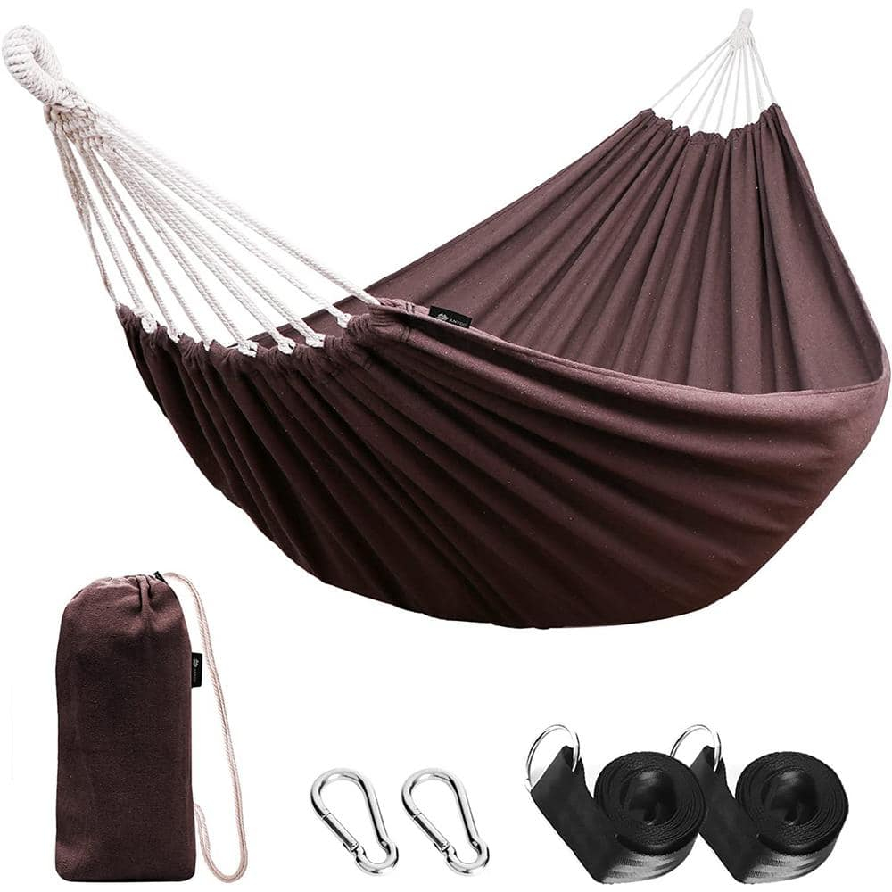 9 Ft. 2 Person Cotton Hammock Comfortable Fabric Hammock With Tree ... with regard to Understanding the benefits of 47x78 cream white and tan brown poly cotton hammock materials