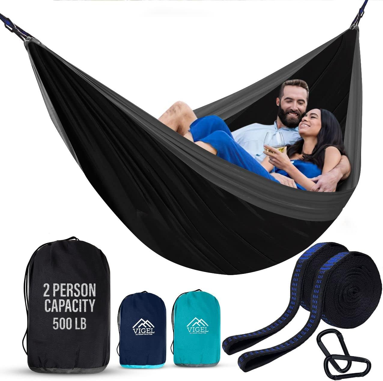 Amazon.com : Vigel Camping Hammock - Xl Double Hammock 500 Lb Capacity ... for Double Hammock