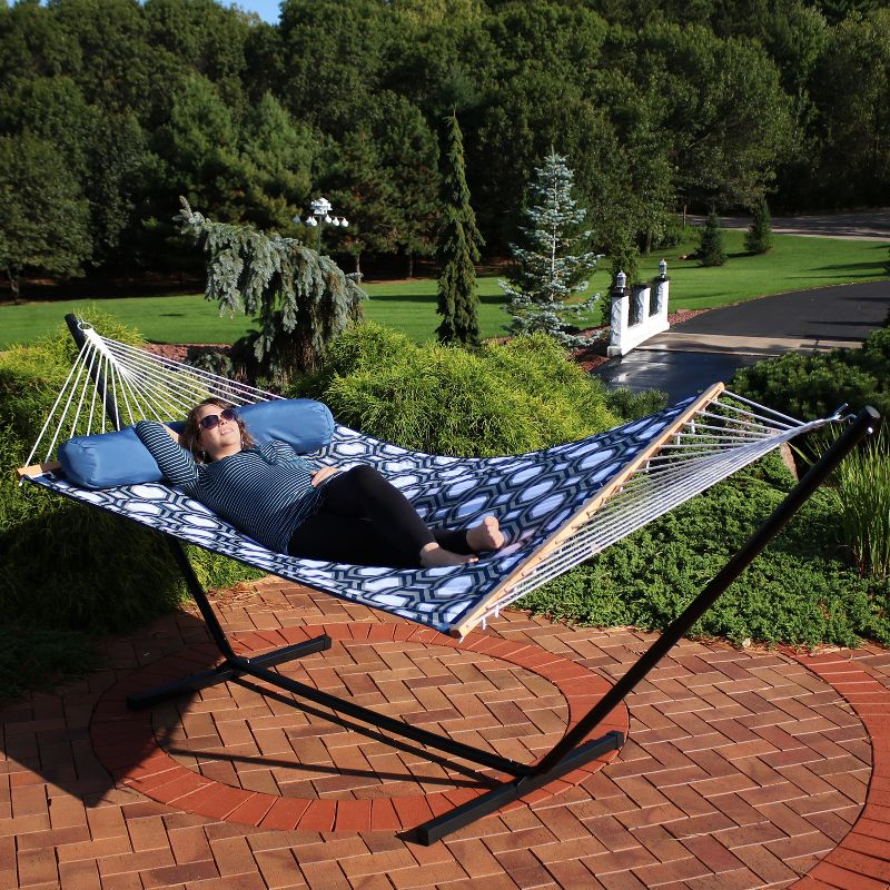 Buy Sunnydaze Cotton Rope Freestanding Hammock With Spreader Bar with How the Sunnydaze 2-Person Cotton Rope Hammock Enhances Outdoor Relaxation