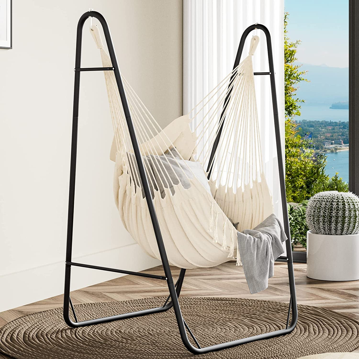 Dextrus Heavy Duty Hammock Chair With Stand, 330Lbs, Indoor/Outdoor For ... with regard to Choosing the Right Hammock Chair for Your Outdoor Space