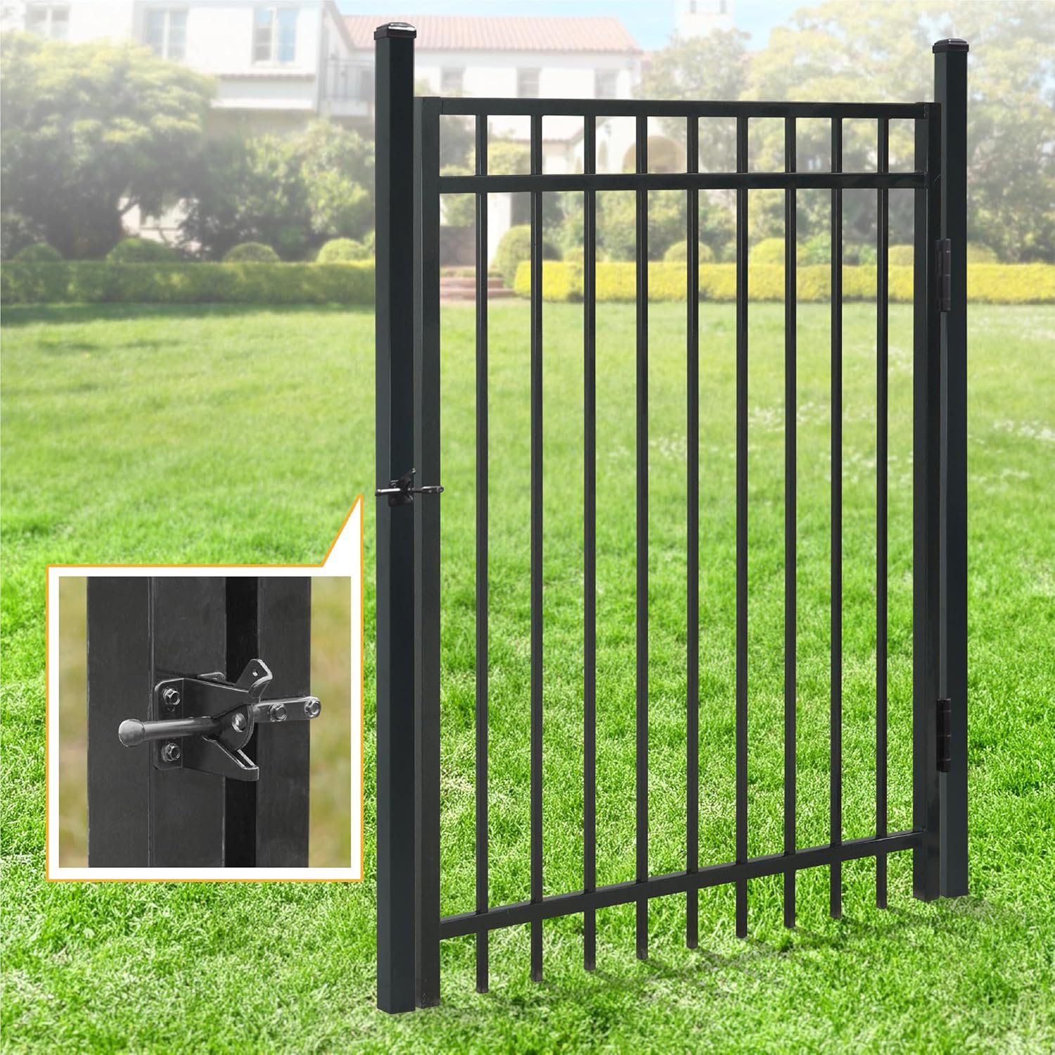 Fencer Wire 4/5/6Ft High Heavy Duty Flat Top Fence Gate, Metal Garden ... with Why Most Metal Fence Gate Reviews Are Wrong (And What Works)