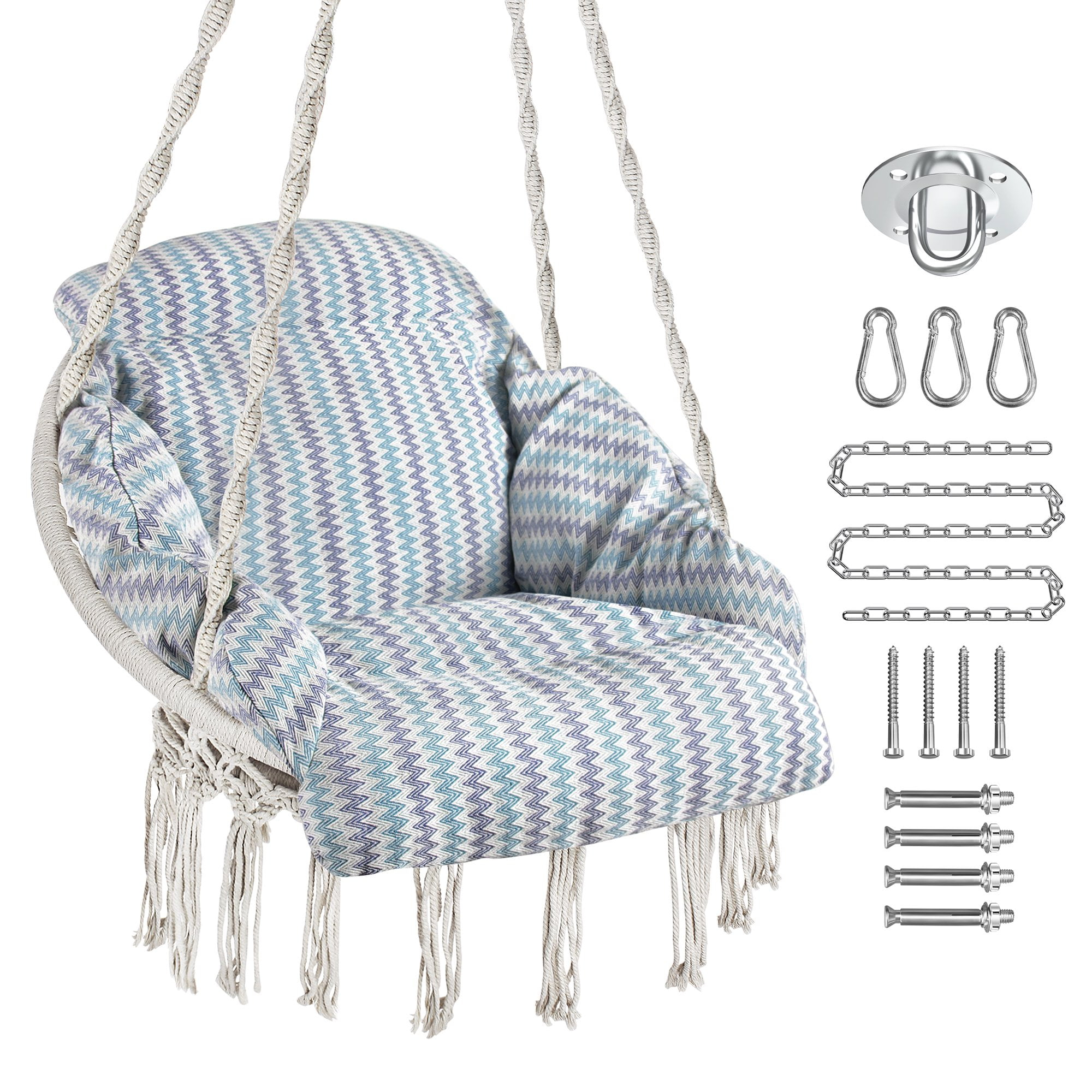 Hanging Chair For Bedroom Hammock Chair Swing With Hardware Kits Holds ... for Hanging Cotton Rope Chair