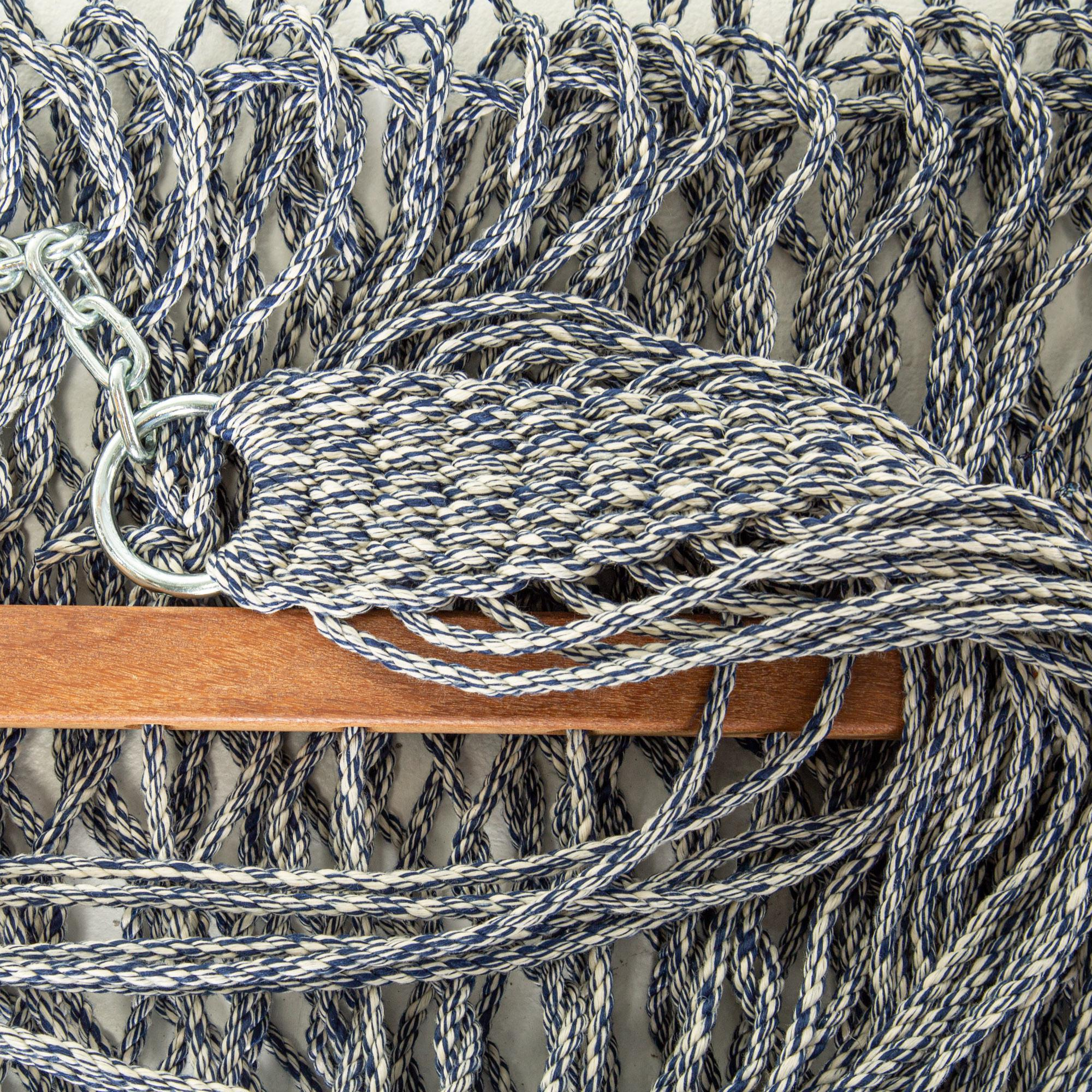 Large Duracord Rope Hammock In Navy within Mastering the Art of Hanging a Large Duracord Rope Hammock Properly