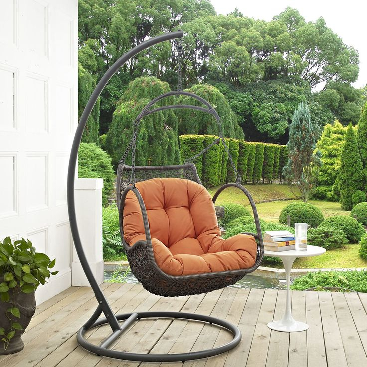 Modway Arbor Orange Chair Eei-2279-Ora-Set | Patio Swing Chair, Outdoor ... throughout Orange Whisk Outdoor Patio Swing Chair Without Stand