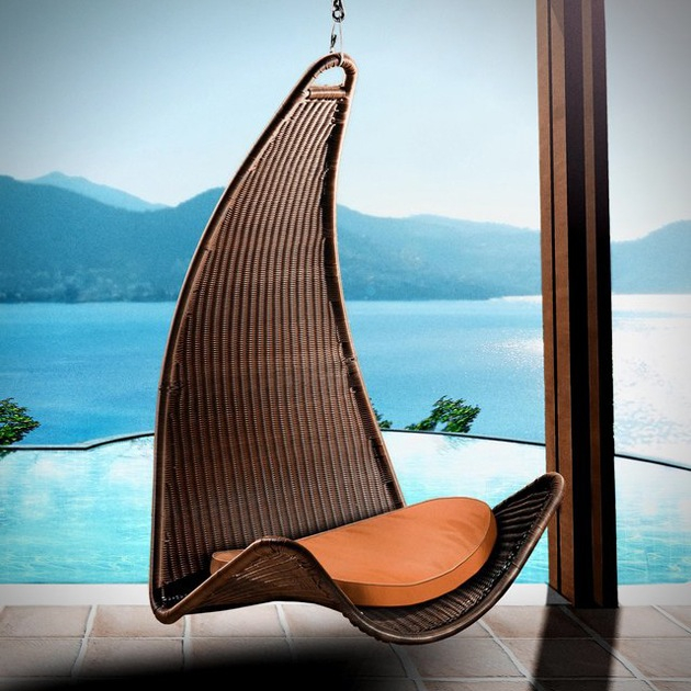 Outdoor Hanging Chairs - Top Dreamer pertaining to Leisuremod Wicker Hanging 2 Person Egg Swing Chair In Brown