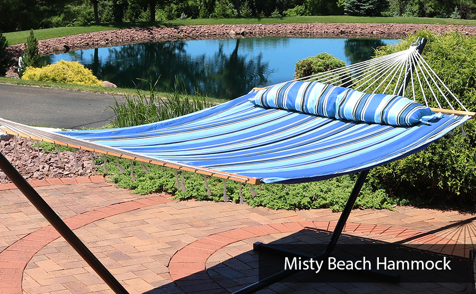Sunnydaze 2-Person Quilted Fabric Hammock With Spreader Bars - Heavy ... with Sunnydaze Blue And Green Quilted 2-Person Hammock