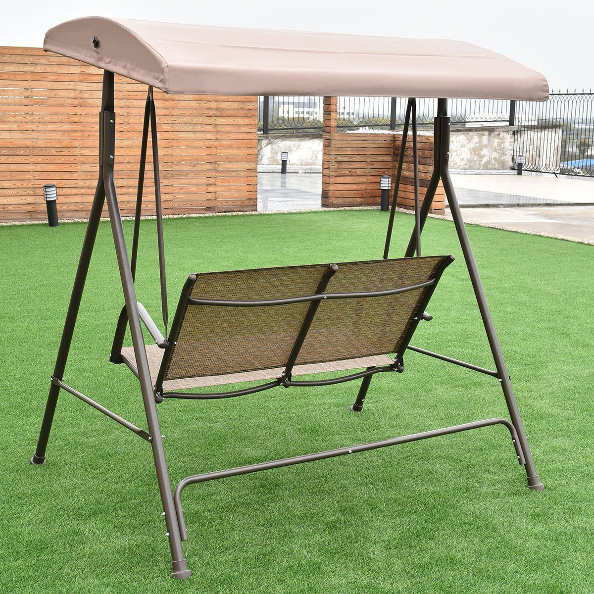 The Best Patio Loveseat Canopy Hammock Porch Swings With Stand intended for Costway Loveseat Patio Canopy Swing Hammock Cushioned Steel Frame Outdoor