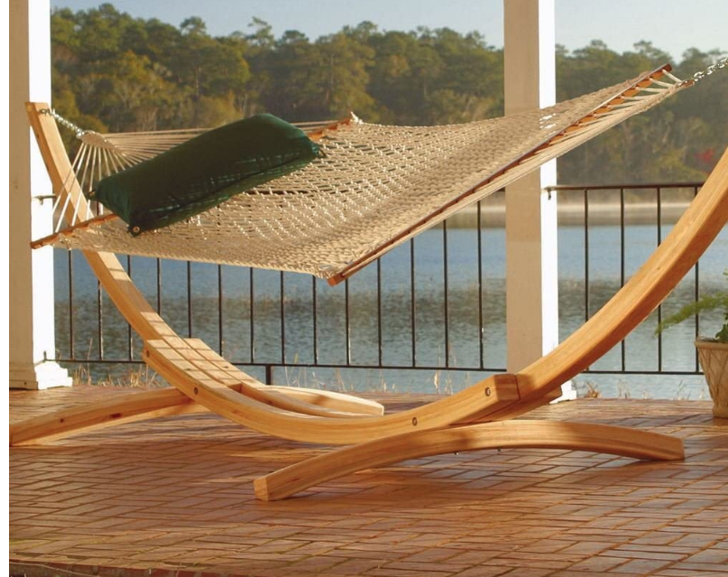 The Hatteras® Roman Arc Stand for Padded Olefin Fabric Hammock And Steel Arc Stand Combination