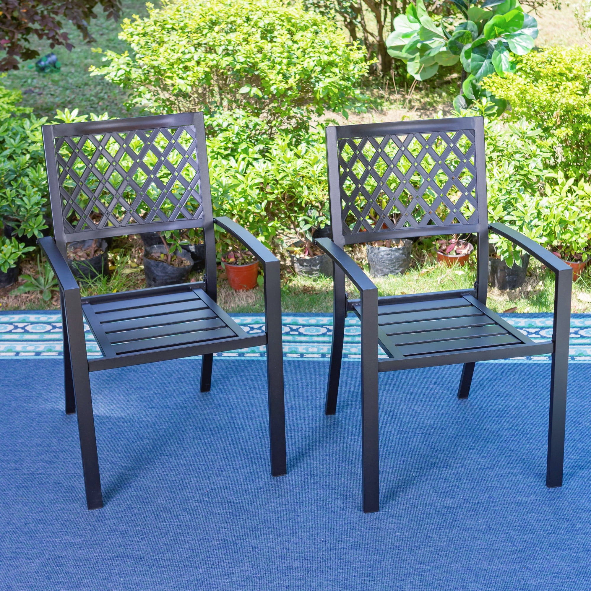 Mf Studio Outdoor Patio Dining Chairs, Set Of 2, Modern Metal ... pertaining to Outdoor Stackable Dining Chairs