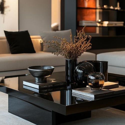 How Interior Designers Use Black Coffee Tables to Ground Open Concept ...
